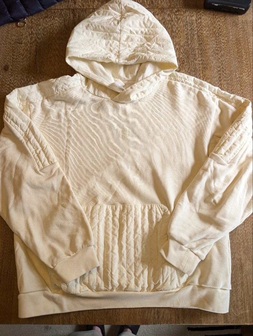 ADIDAS Harden Quilted Basketball French Tery Hoodie In Ivory Size L